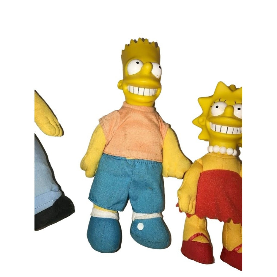 Vintage SIMPSONS family Dolls - Homer, Bart, Lisa and Maggie - TV Show Memorabilia, Matt Groening Collectible - some dirt on backs of clothi