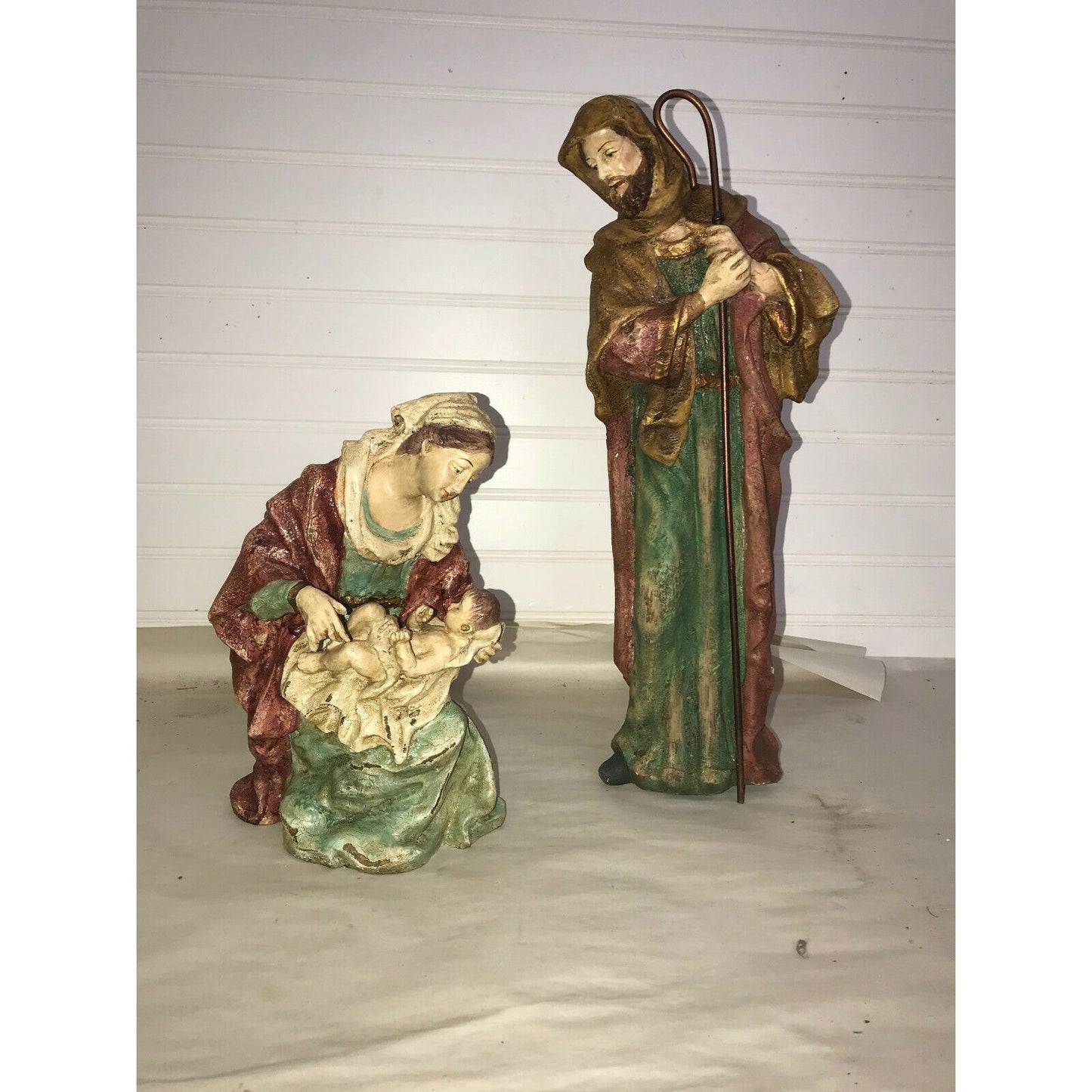 Nativity JOSEPH (16") & VIRGIN MARY w JESUS (8")Figures Christmas