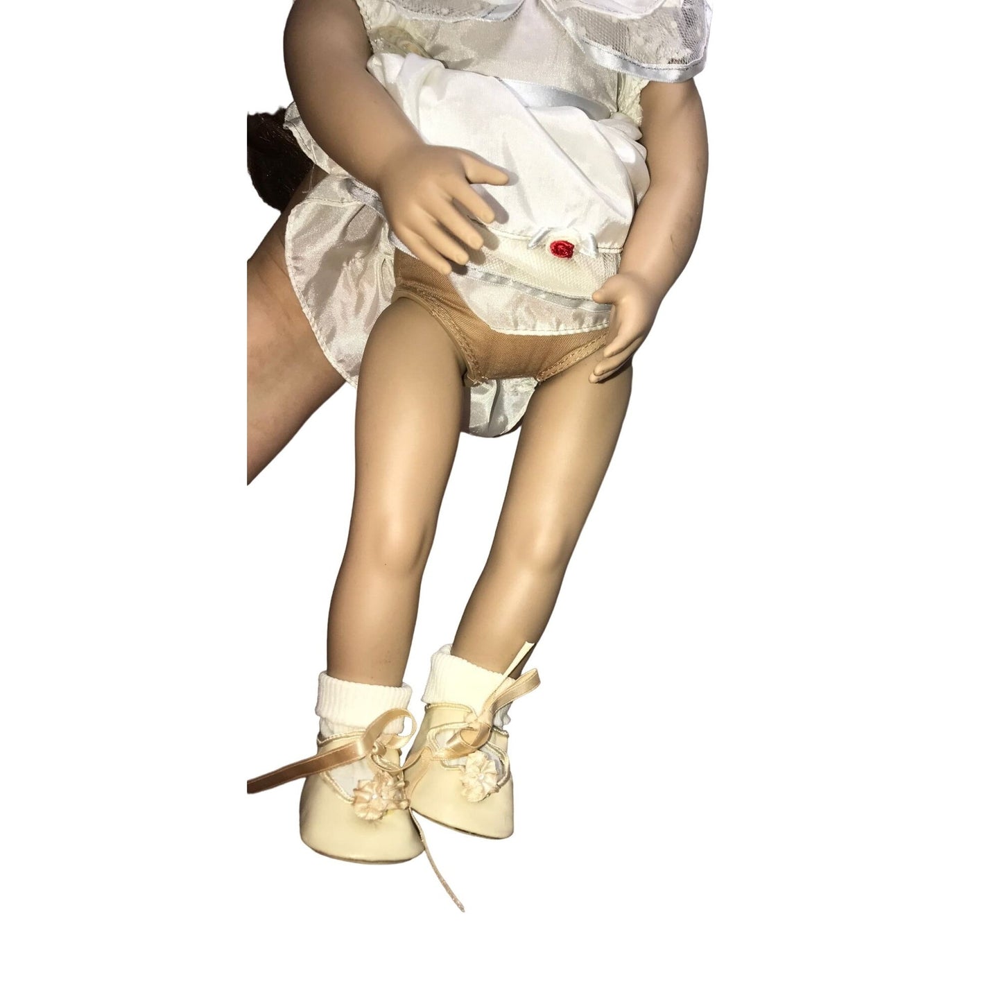 Battat MY GENERATION Doll - Long Dark Hair, Brown Eyes - White Lacy Dress & Dress Shoes