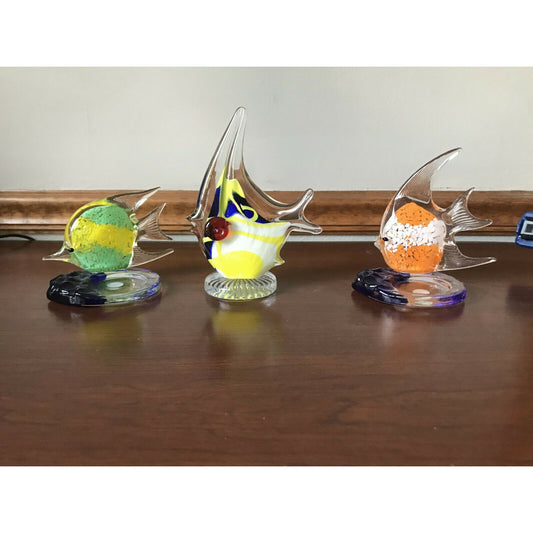 Partylite Fish (2 are tealight holders) Decor - Vibrant Glass Art