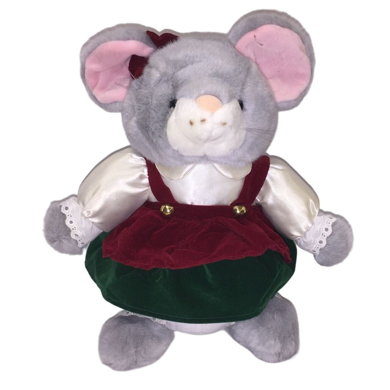 Merry Mouse - Mrs. Christmas Mouse by Gibson Greetings - Silk Shirt Red and Green Dress - Holiday Plush Decor