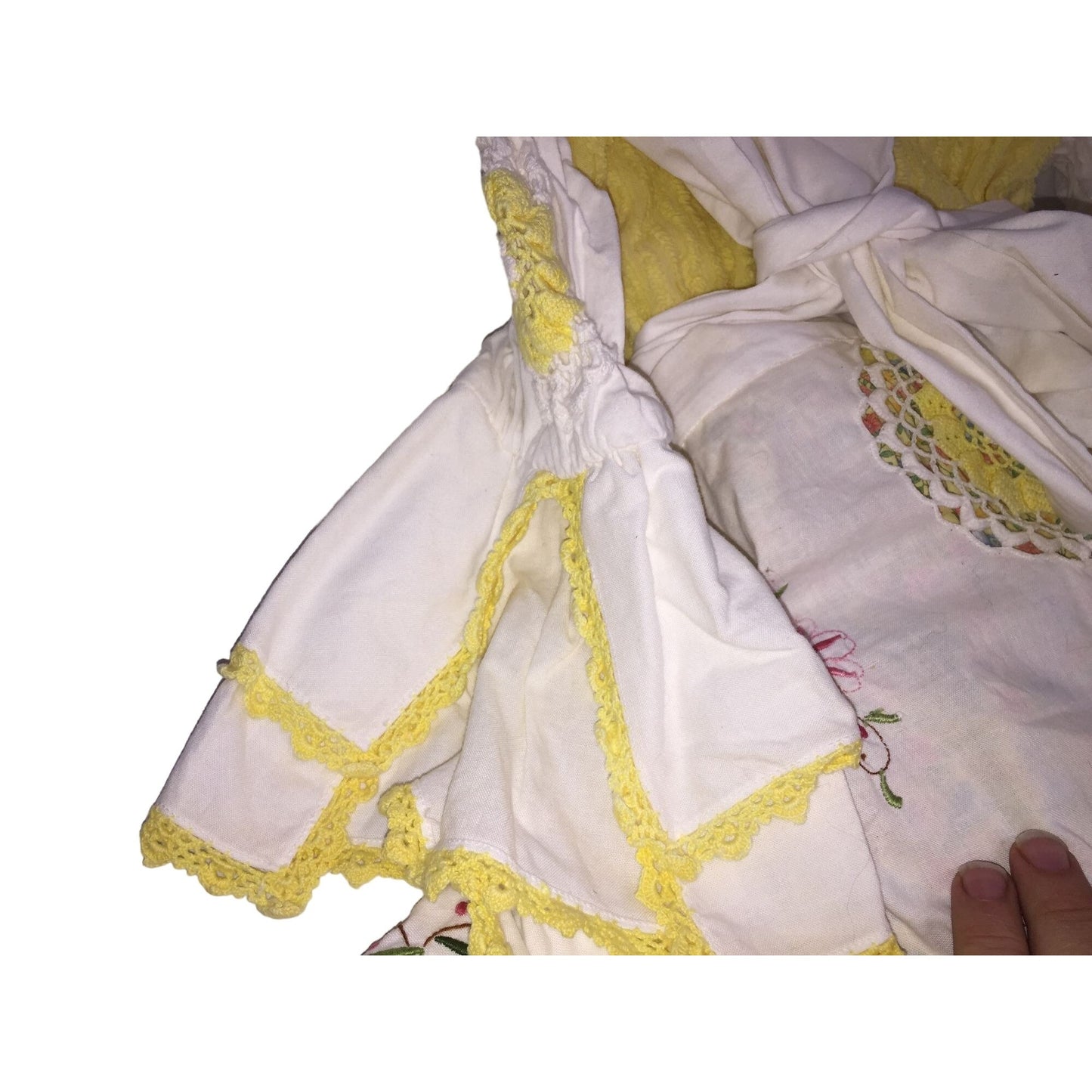 Unique Handmade Vintage Costume / Outfit with Yellow Bloomers, Detailed Apron, Headscarf & Detailing