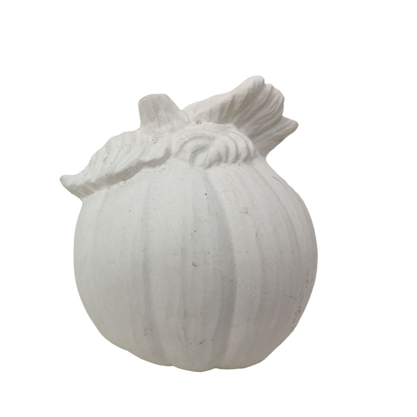 Small Ceramic Bisque Pumpkin - Paint it Yourself - Nice Detailing on leaves - Fall / Halloween Decor