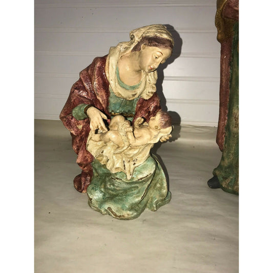 Nativity JOSEPH (16") & VIRGIN MARY w JESUS (8")Figures Christmas