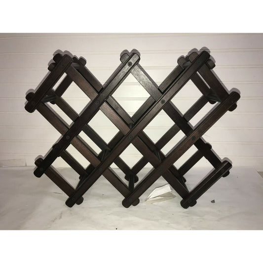 PAIR of Foldable Dark Wood WINE RACKS Countertop Bottle Holder Bar