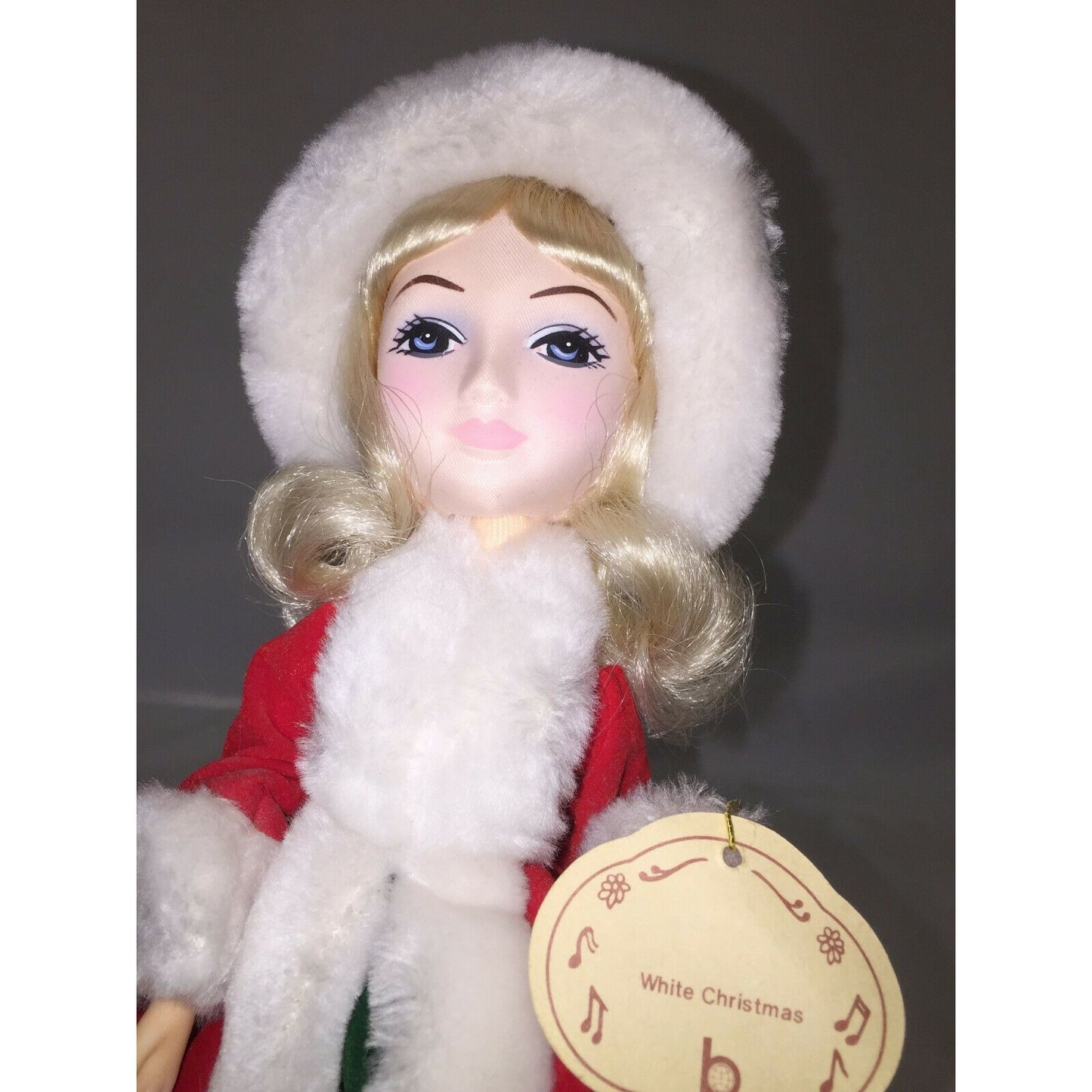 BRINN'S 1986 Musical Collectibles DOLL WHITE CHRISTMAS Red 12''