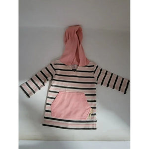 LovedBaby pink gray white stipe hoodie with pocket 6-9 mos