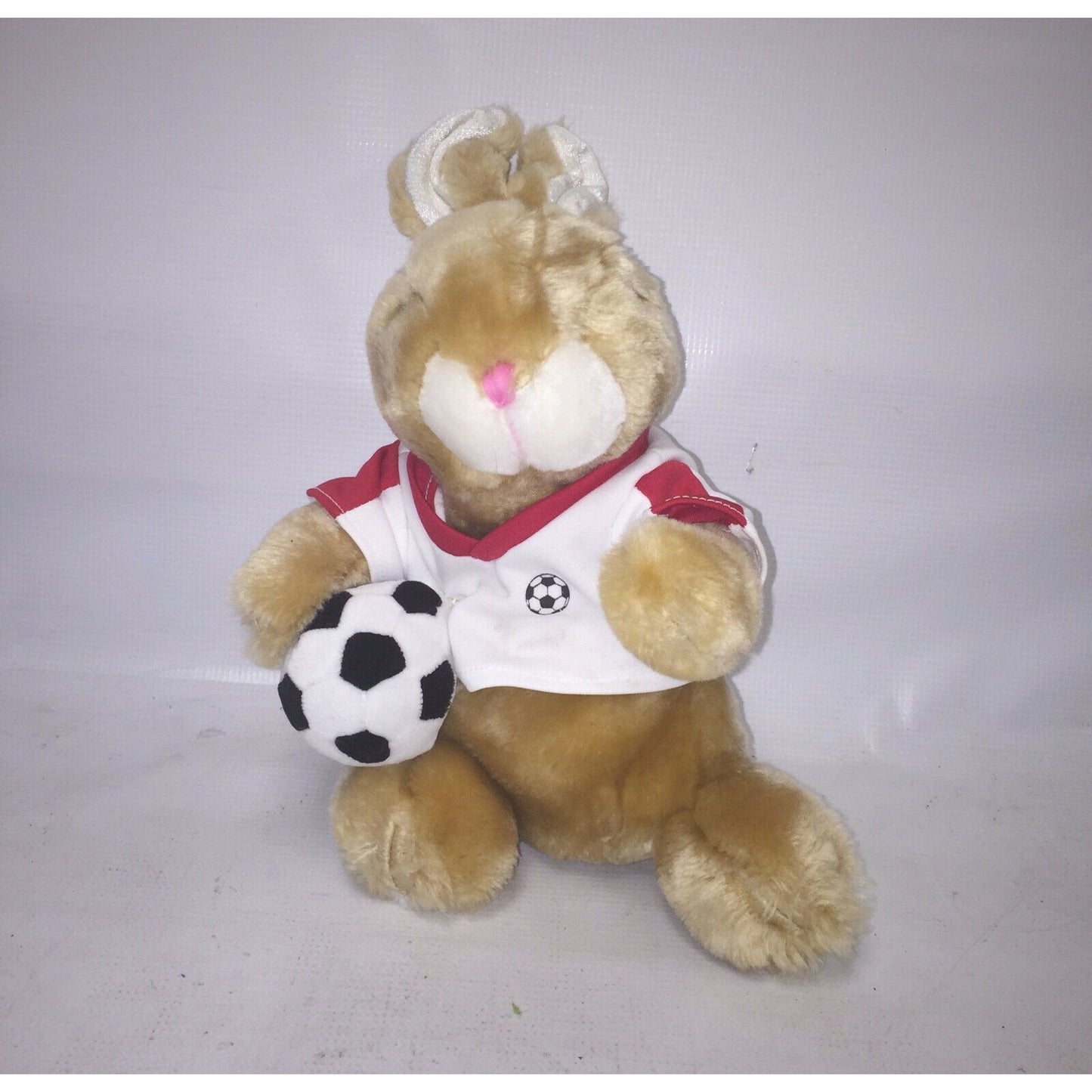 DANDEE Plush SOCCER BUNNY Rabbit Stuffed Animal w Jersey & Ball