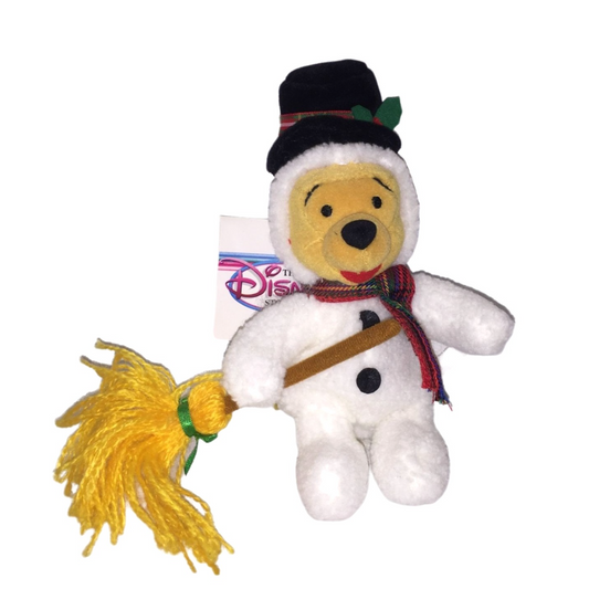 Vintage Winnie the Pooh Snowman with Hat and Broom Beanie - Walt Disney Collectible