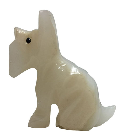 Vintage White Onyx (Marble) Scottie Dog - Hand Carved - Souvenir from Mexico