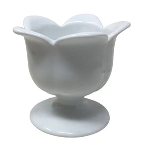 Cute Tulip Style Candle HOlder - White Glass 3" tall Pillar Candle Holder
