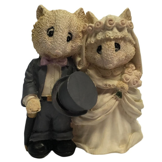 Wedding Mice - Cute White Mice Bride and Groom Figurine - Cake Topper, Anniversary Wedding Gift