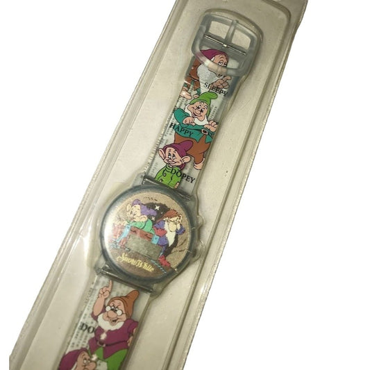 Cute Walt Disney SNOW WHITE Digital Watch - battery is dead - new in package (new old stock) - 7 dwarfs names and images on band - great loo