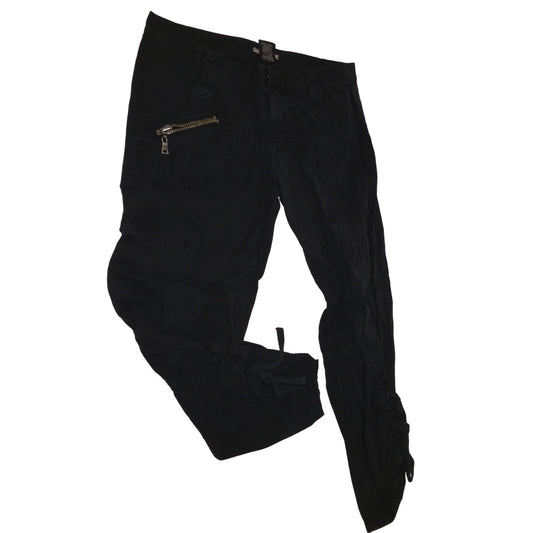 Vintage GUESS Black Cropped Jeans with Diagonal Zipper Pocket and ties on bottoms - Size 29