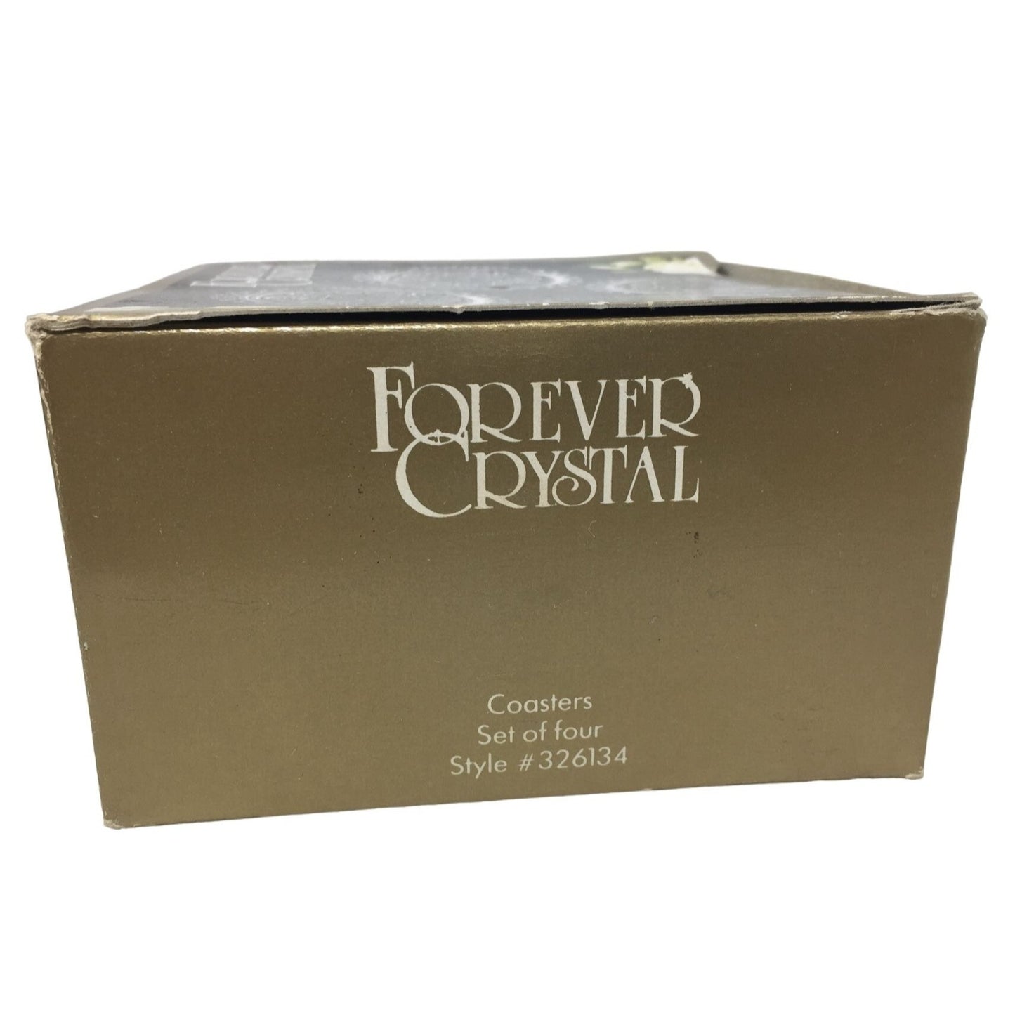 Forever Crystal Set of 4 Coasters in Original Box - Made in German Democratic Republic #326134 Rose and Foliage Pattern