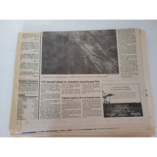 The Tacoma news Tribune Volcano Mt. St. Helens Update - Vintage Newspaper