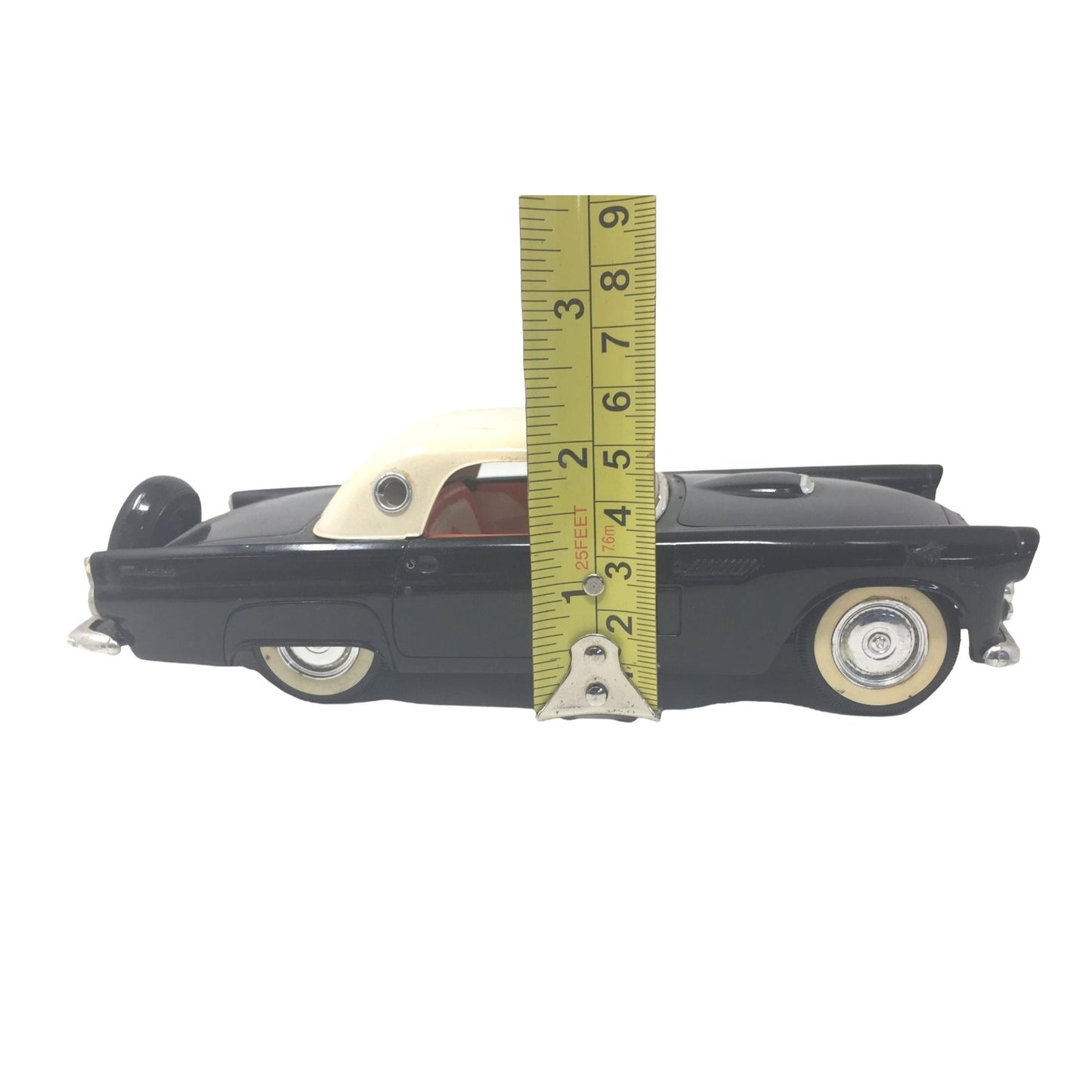 Vintage 1957 Chevy Convertible Diecast Car - Black Body, White Top - Classic Car