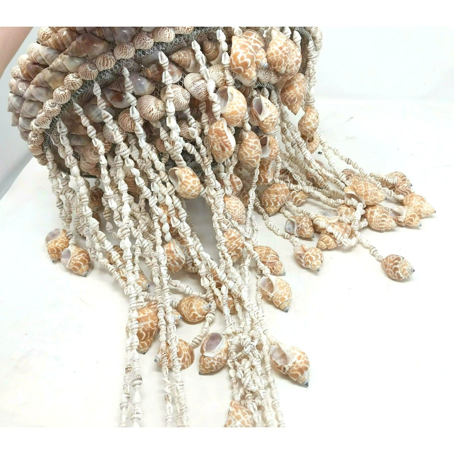 Vintage SEASHELL WIND CHIME Boho Nautical Chandelier Style Needs Repair