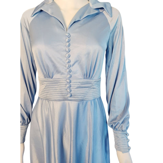 Vintage DAN LEE COTURE Light Blue Button Down Dress  Size 10 Amazing Style