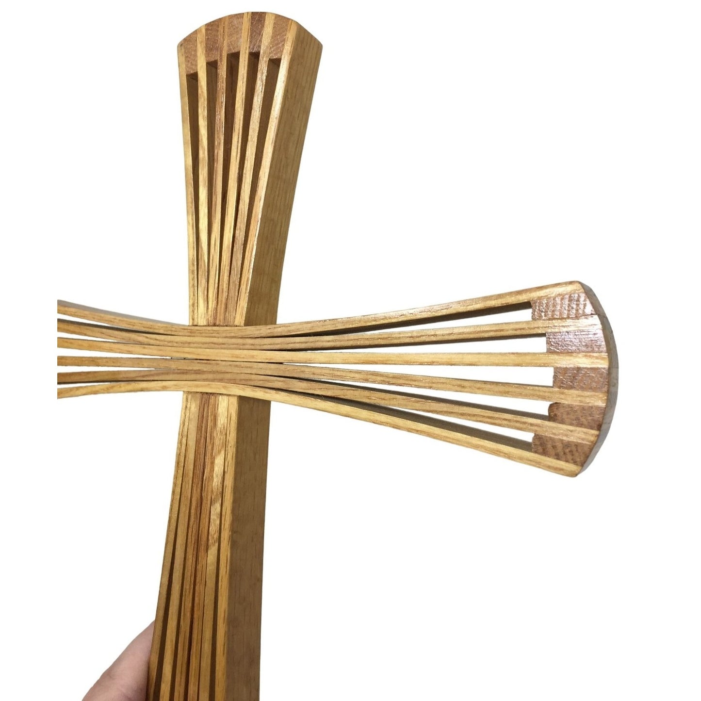 Wooden Cross - Tips Fanned out to make nice Full- Looking Effect  12.5" Tall