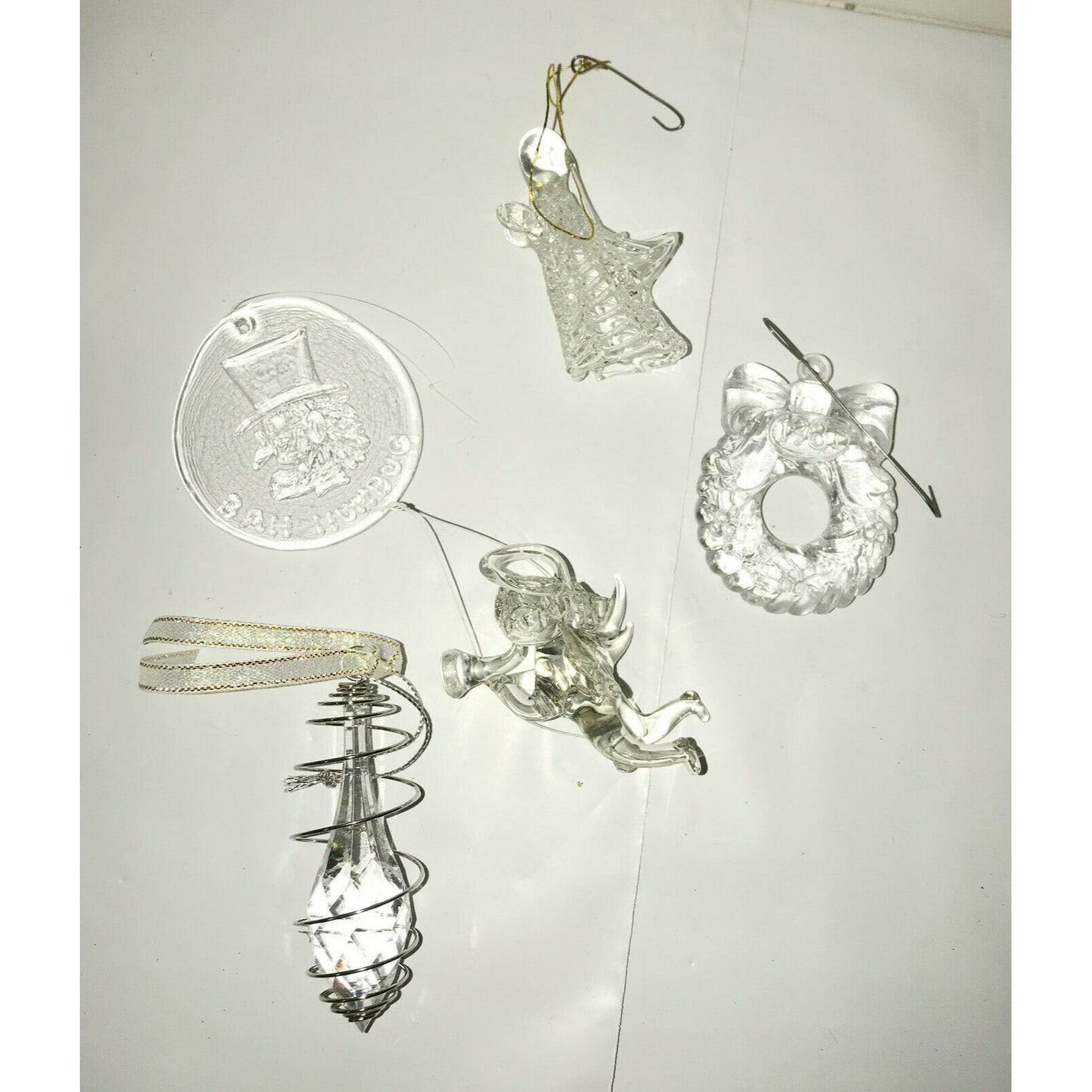 Vintage Glass CHRISTMAS TREE Ornaments Angel Trumpet Wreath Drop