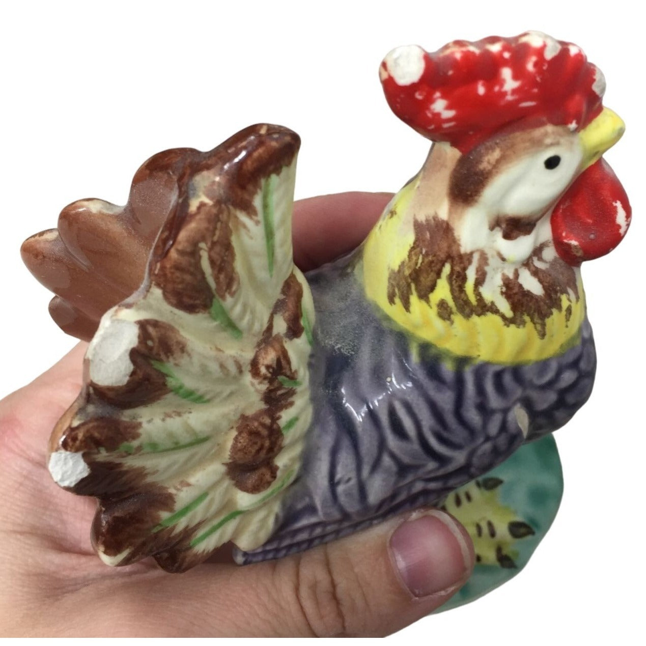 Vintage pair of Mismatched Rooster Salt / Pepper Shakers - Made in Japan