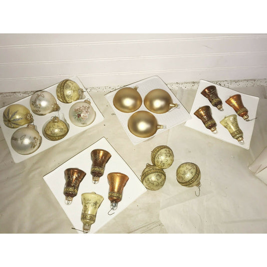 White & Gold CHRISTMAS ORNAMENTS Bell HANDPAINTED Holiday Decor