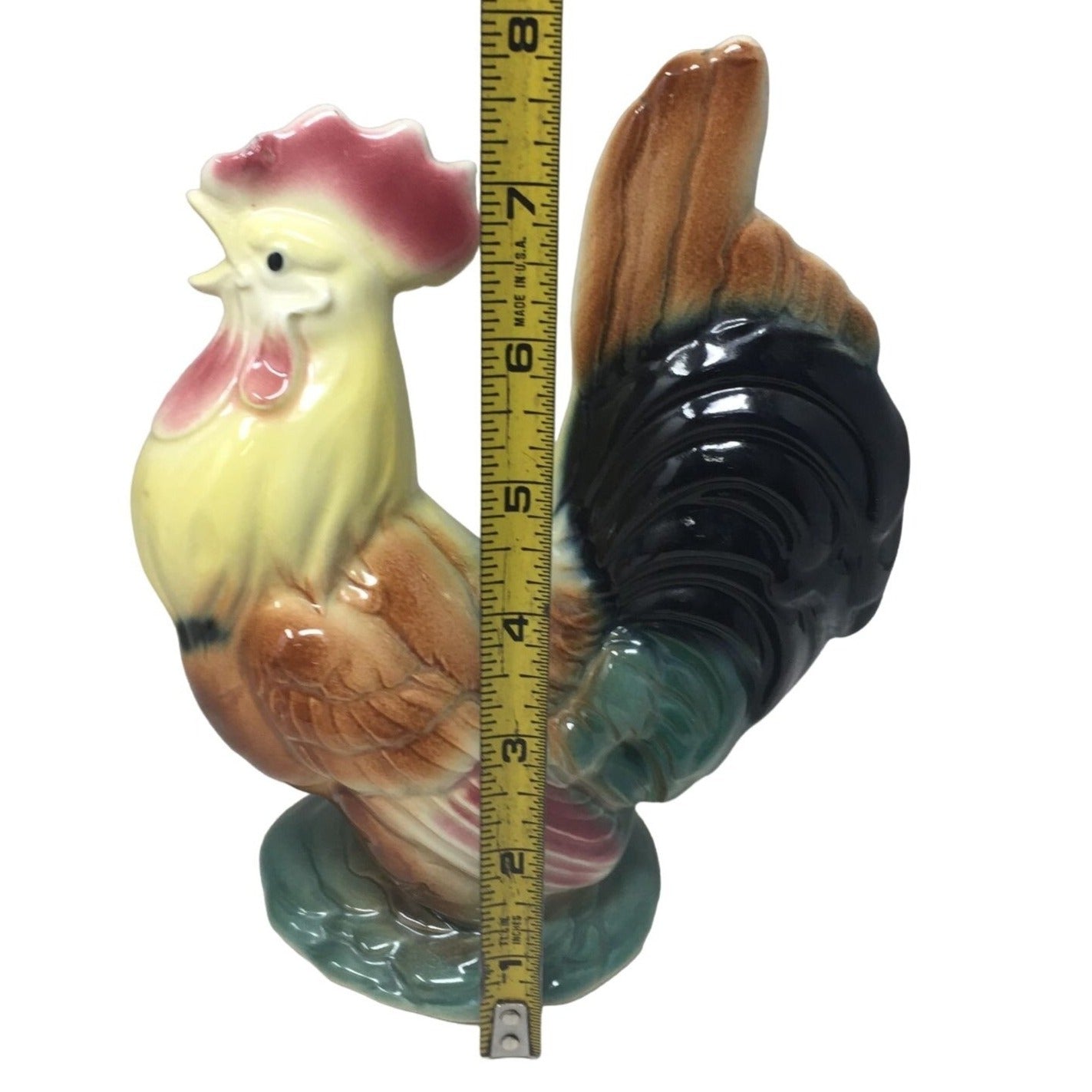 Vintage Rooster Figurine Royal Copely Possibly? - Yellow, Red, Green, Brown