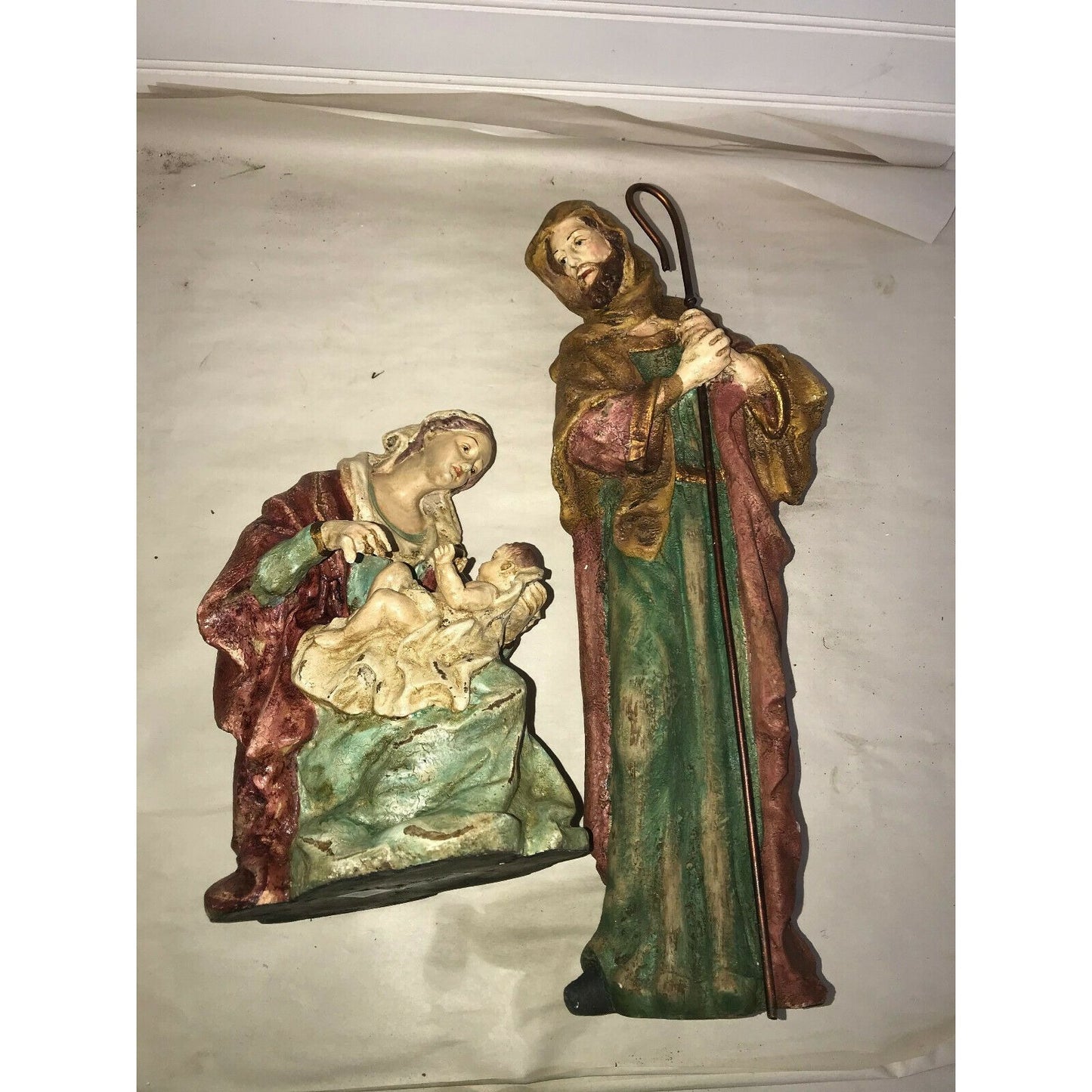 Nativity JOSEPH (16") & VIRGIN MARY w JESUS (8")Figures Christmas