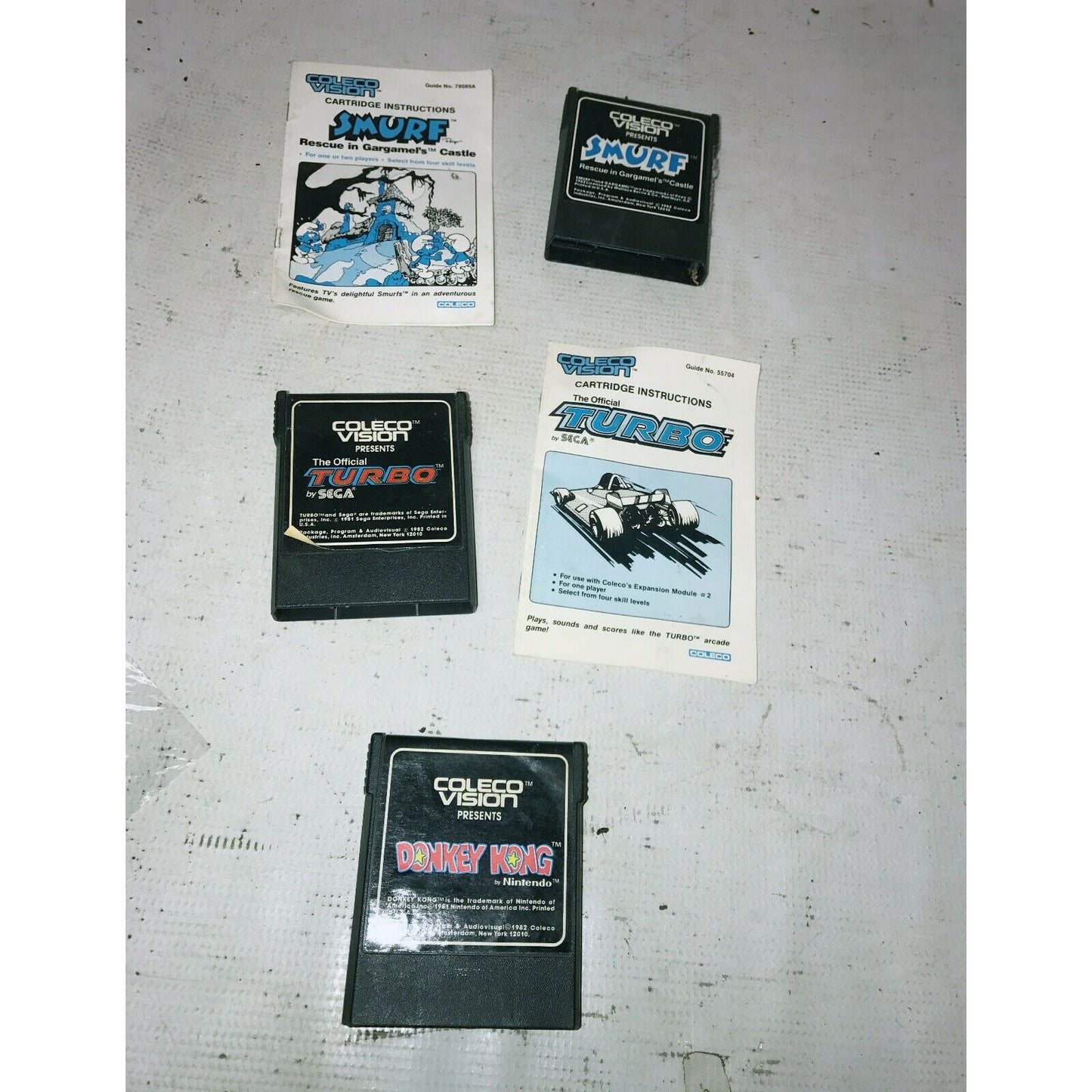 ColecoVision DONKEY KONG and TURBO and SMURF w Manual