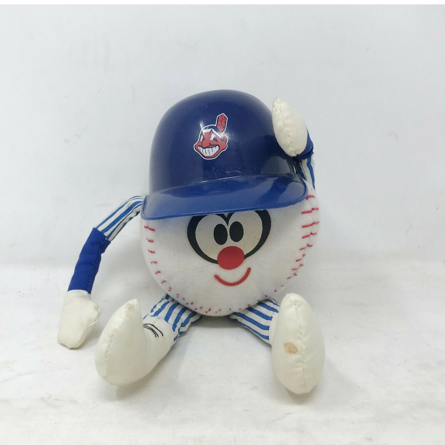 Vintage MLB CLEVELAND INDIANS Baseball Plush CUTE! Toy w Helmet