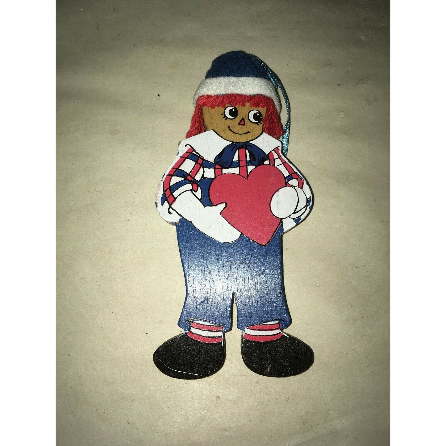 Vintage Kurt Adler Raggedy Andy Wooden Christmas Ornament Holiday