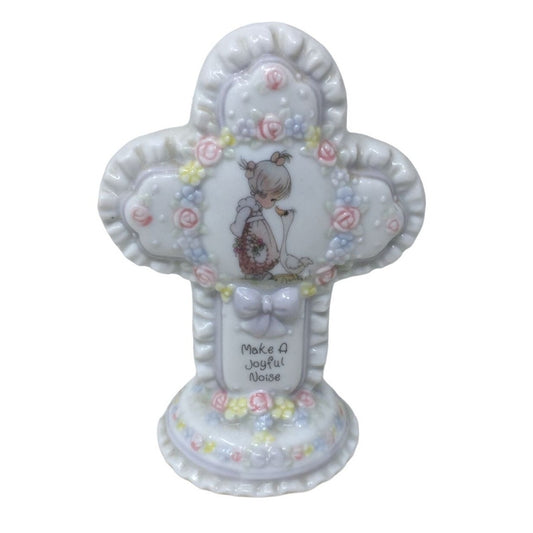 Precious Moments "Make a Joyful Noise" Scripture Cross Figurine (1997) Enesco