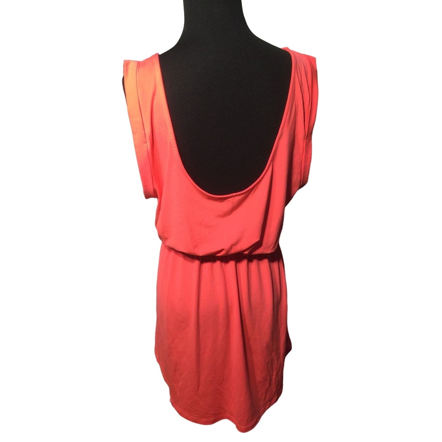 Pretty Coral Dress with Low Scoop Back and cinched waist - Size 8