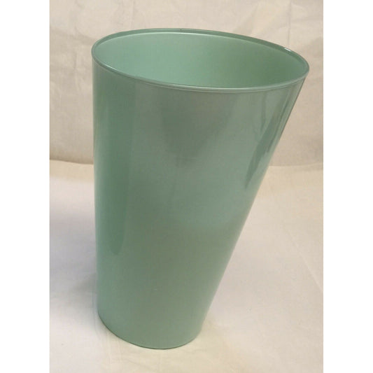 Retro Teal / Aqua Vase - Greenish Painted Glass Vase 8" Tall