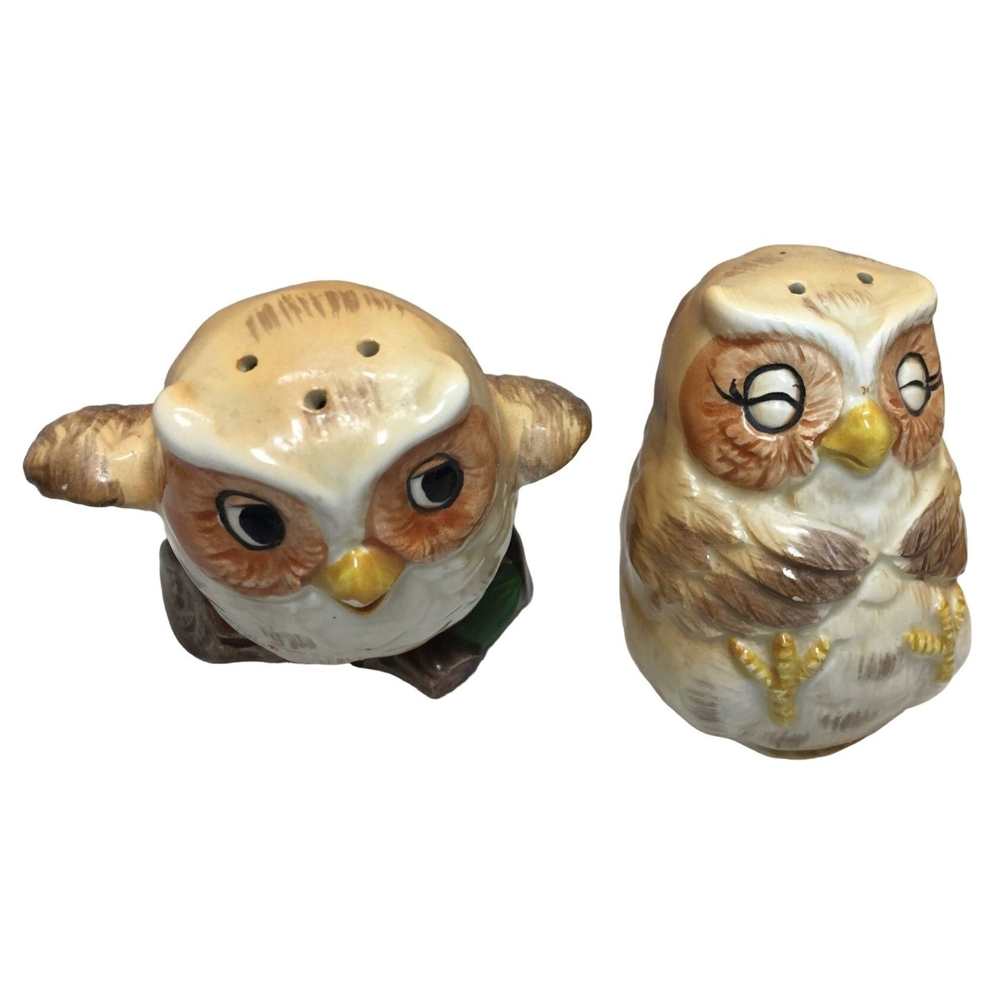 Owl Salt and Pepper Shaker Set, One Lounging Back - Otagiri Japan Mary Ann Baker - Great Vintage Find!