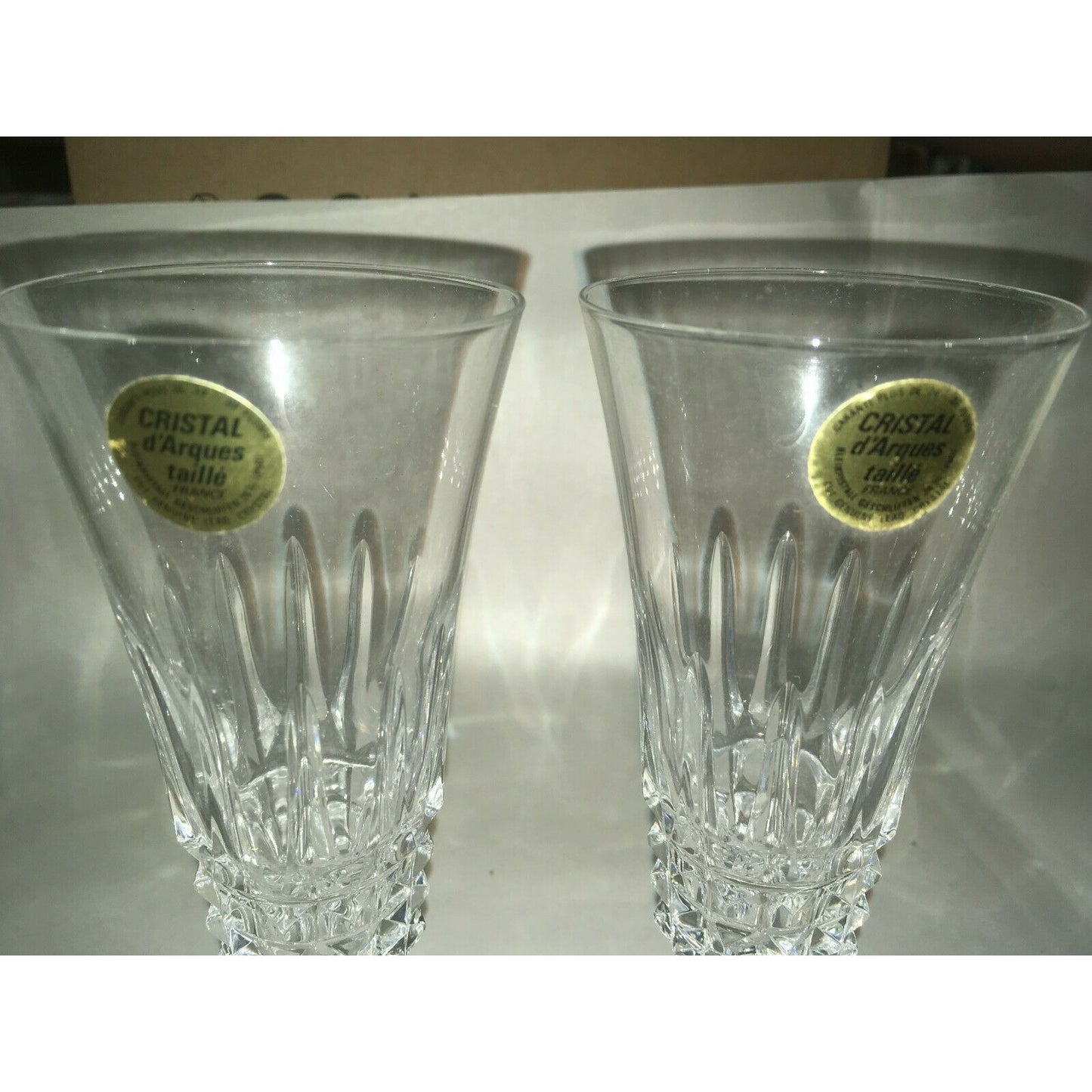 Vintage CRISTAL d'ARQUES - Taille- 4 Cut Glass CHAMPAGNE FLUTES