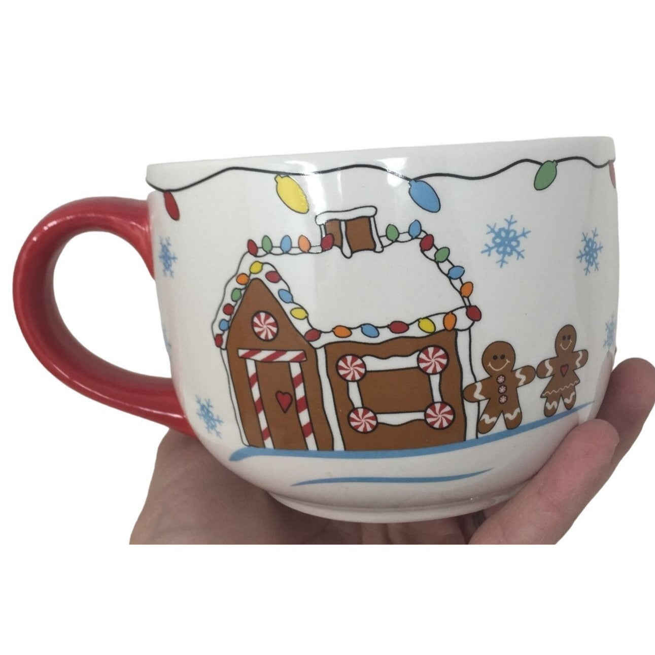 Cute Gingerbread Family with Gingerbread House Oversized Holiday Mug - Great for decorating or filling up with something as a gift