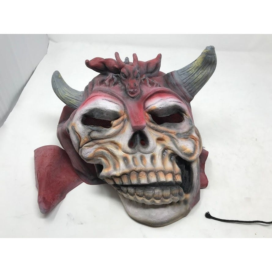 Skeleton horned halloween mask with cape, shin covers etc All items shown included - good condition