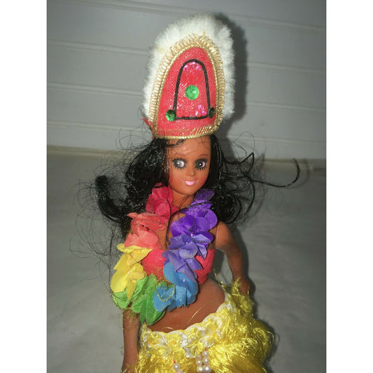 Vintage Hawaiian Hula Dancer Doll Authentic Clothing Lei Dancing