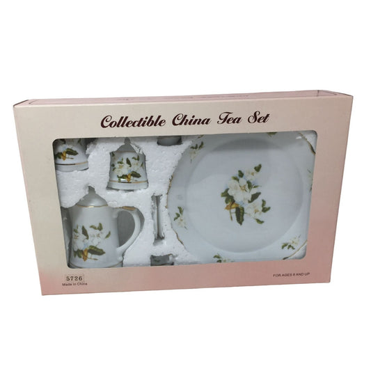 Pretty Collectible China Tea Set (NIB) White Flower Pattern - in orig. box