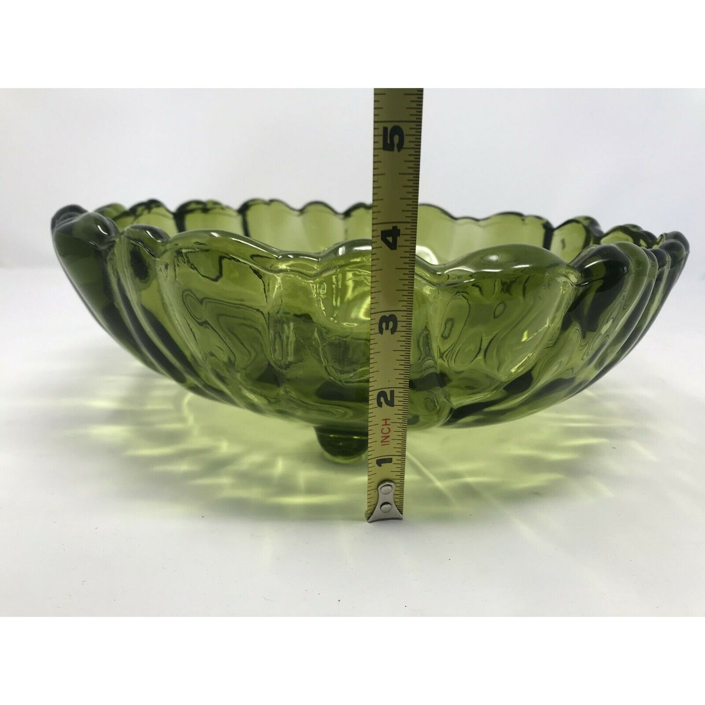 SUNFLOWER Indiana Glass AVOCADO Green Large 11" FOOTED Fruit Bowl