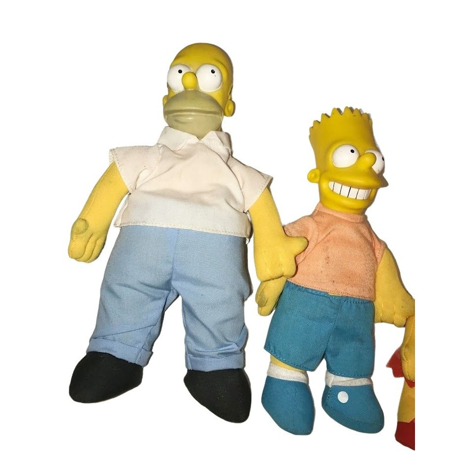 Vintage SIMPSONS family Dolls - Homer, Bart, Lisa and Maggie - TV Show Memorabilia, Matt Groening Collectible - some dirt on backs of clothi