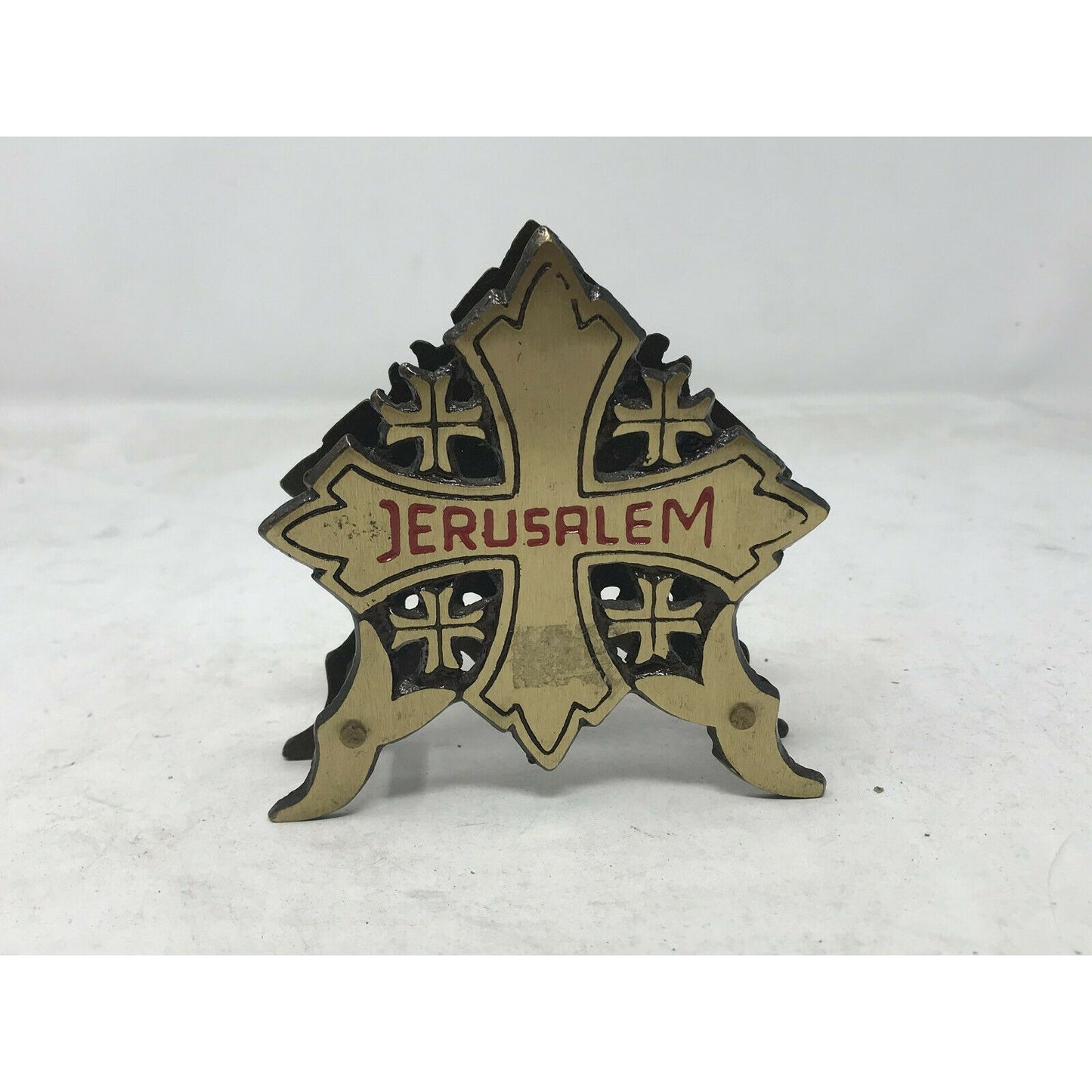 Celtic Jerusalem Cross Brass Napkin Holder - Israel Souvenir