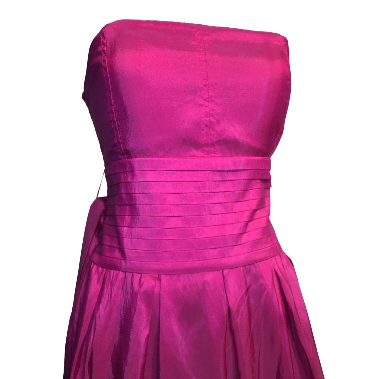 Pretty Hot Pink Party Dress / Evening Dress - Sleeveless with fitting waist and Ruffled Bottom