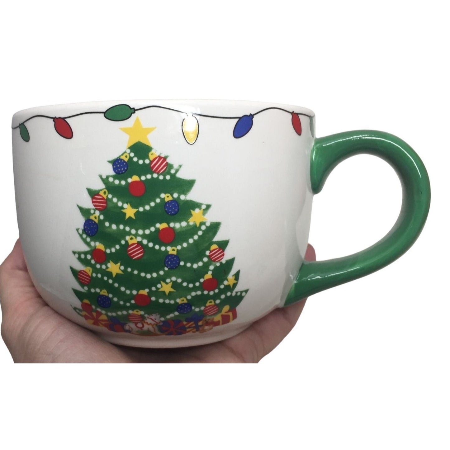 Oversize Christmas Tree Mug - Cute Festive Design - Green Handle