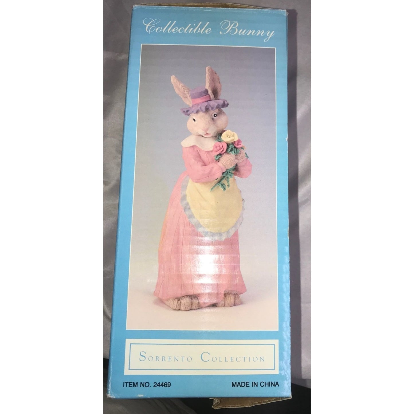 Easter decor - Dressed Up Rabbit Holding Bouquet of pink and yellow roses - Holiday Decor