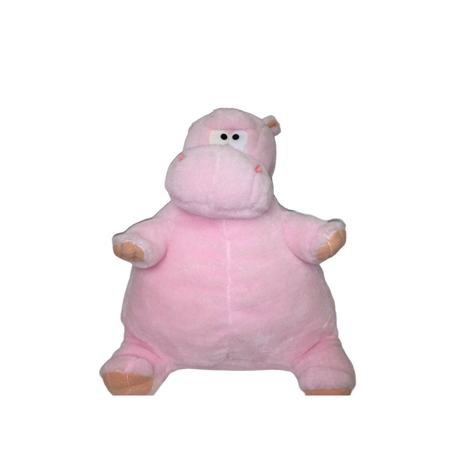 13" Pink Hippo SoftPlush - Wide Hippopotomus w funny eyes - toy