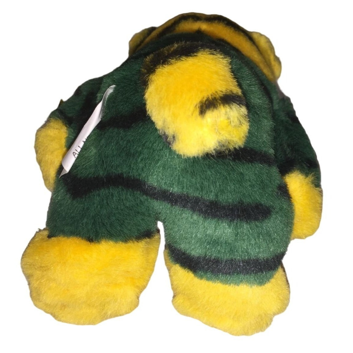 Jamaican REGGAE TIGER - Tiger with Jamaica Flag and another Flag - Green and Yellow Fur - Cute Face!