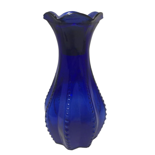 Pretty Cobalt Blue Corked Jar or Vase (if you take out cork) -  Cute design - Made in USA Approx. 7" Tall